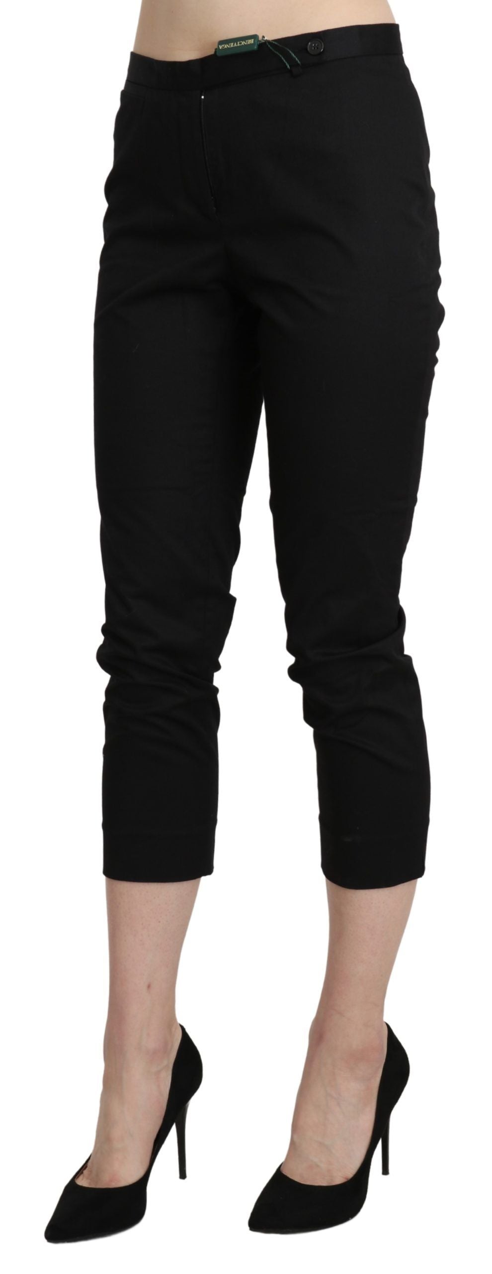 BENCIVENGA Schwarze High Waist Skinny Cropped Dress Hosen Hosen