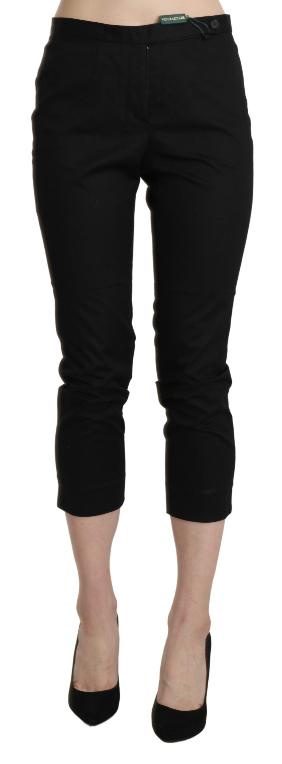 BENCIVENGA Schwarze High Waist Skinny Cropped Dress Hosen Hosen