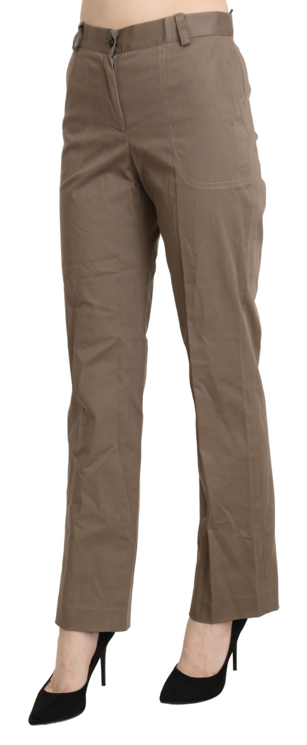 BENCIVENGA Braune Straight Dress Hose mit hoher Taille