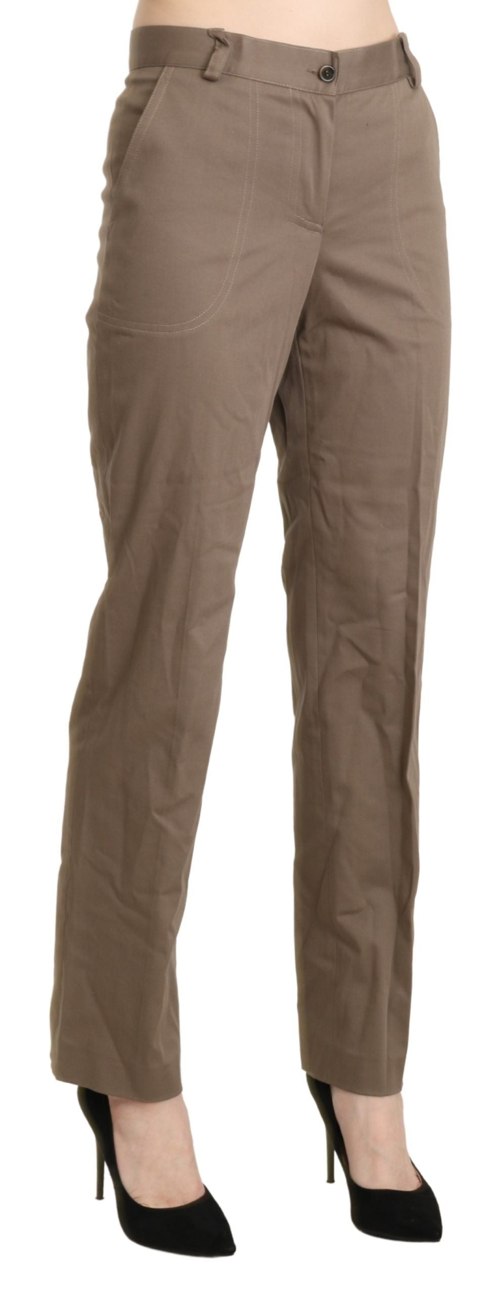 BENCIVENGA Braune Straight Dress Hose mit hoher Taille