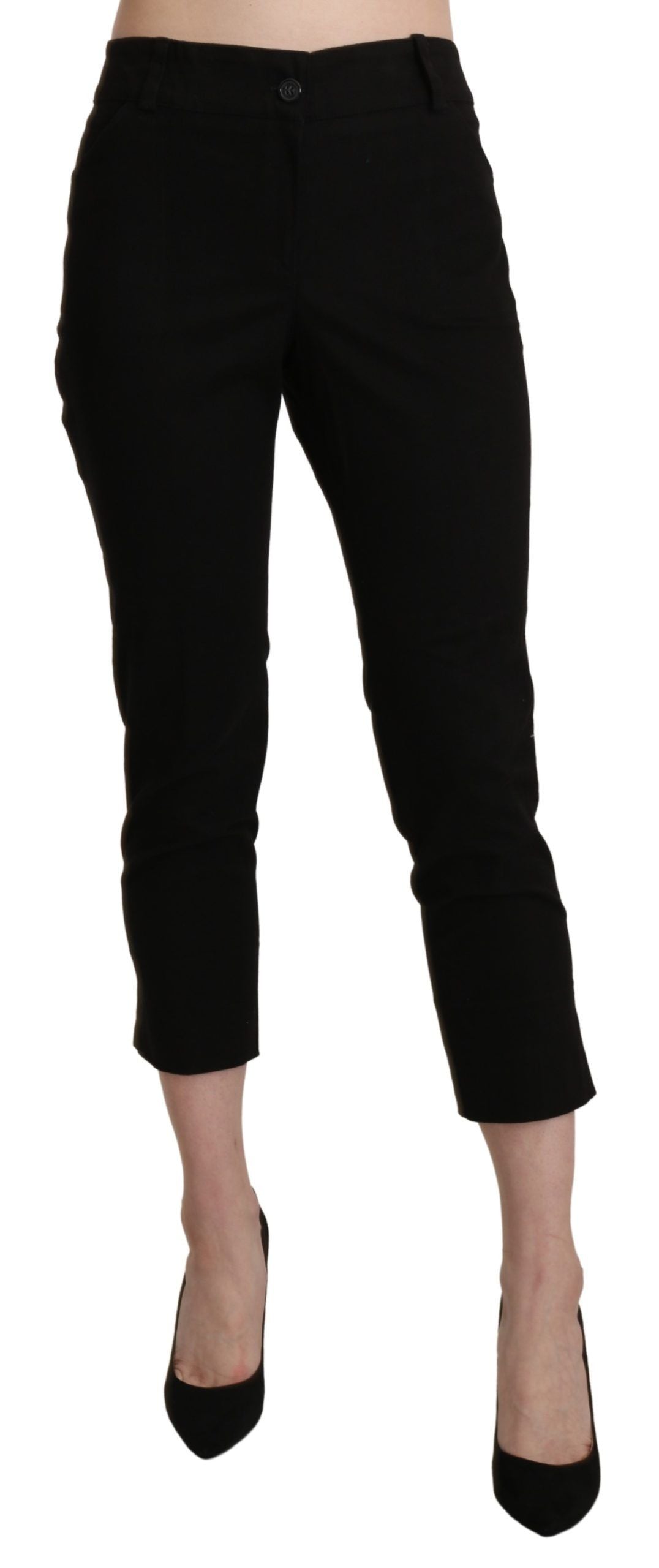 BENCIVENGA Schwarze High Waist Skinny Cropped Dress Hosen Hosen