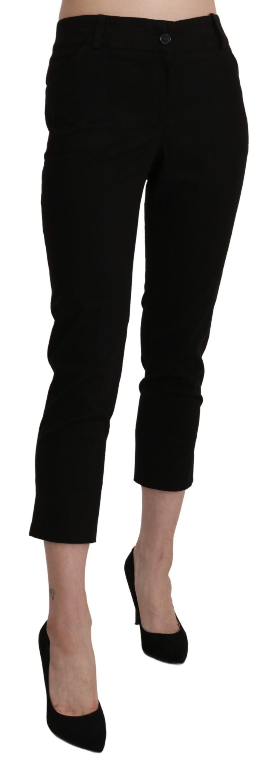 BENCIVENGA Schwarze High Waist Skinny Cropped Dress Hosen Hosen