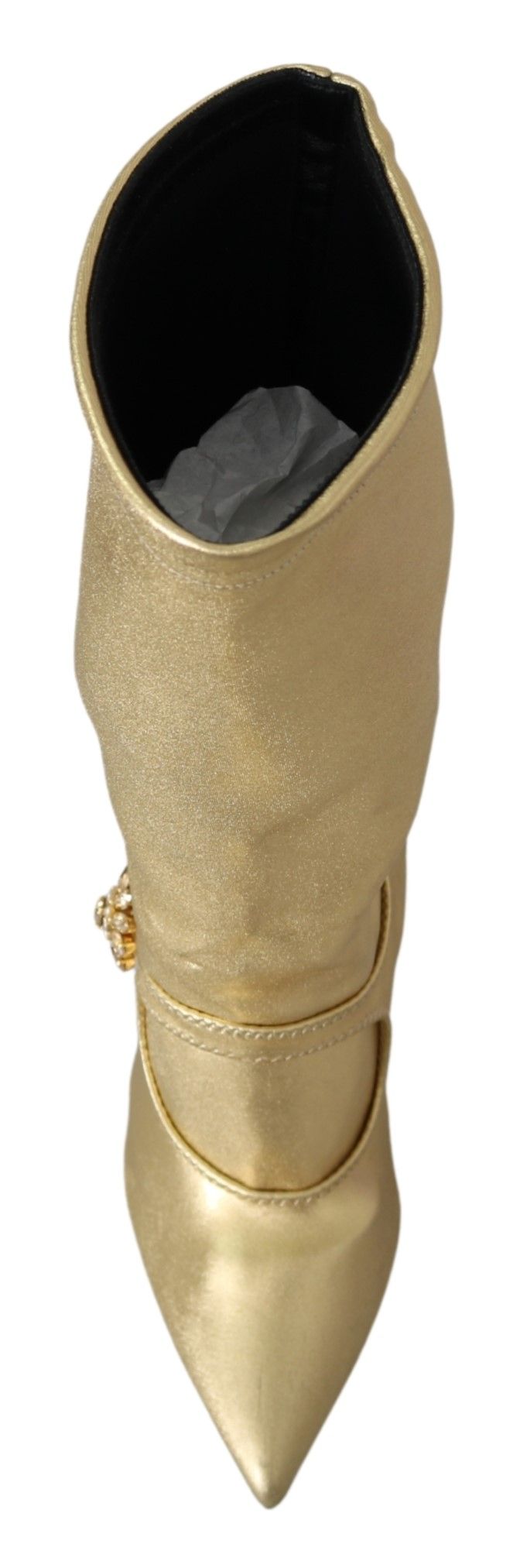 Dolce & Gabbana Elegant Gold Boot Socks with Rhinestones