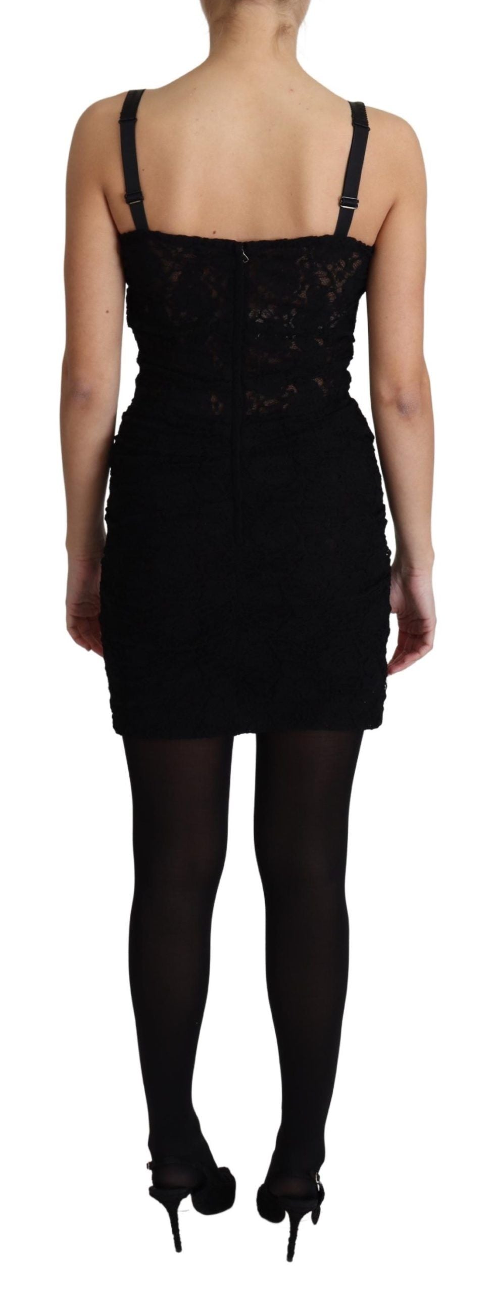 Dolce & Gabbana Schwarzes, geschnürtes, geblümtes Korsett-Bustier-Minikleid