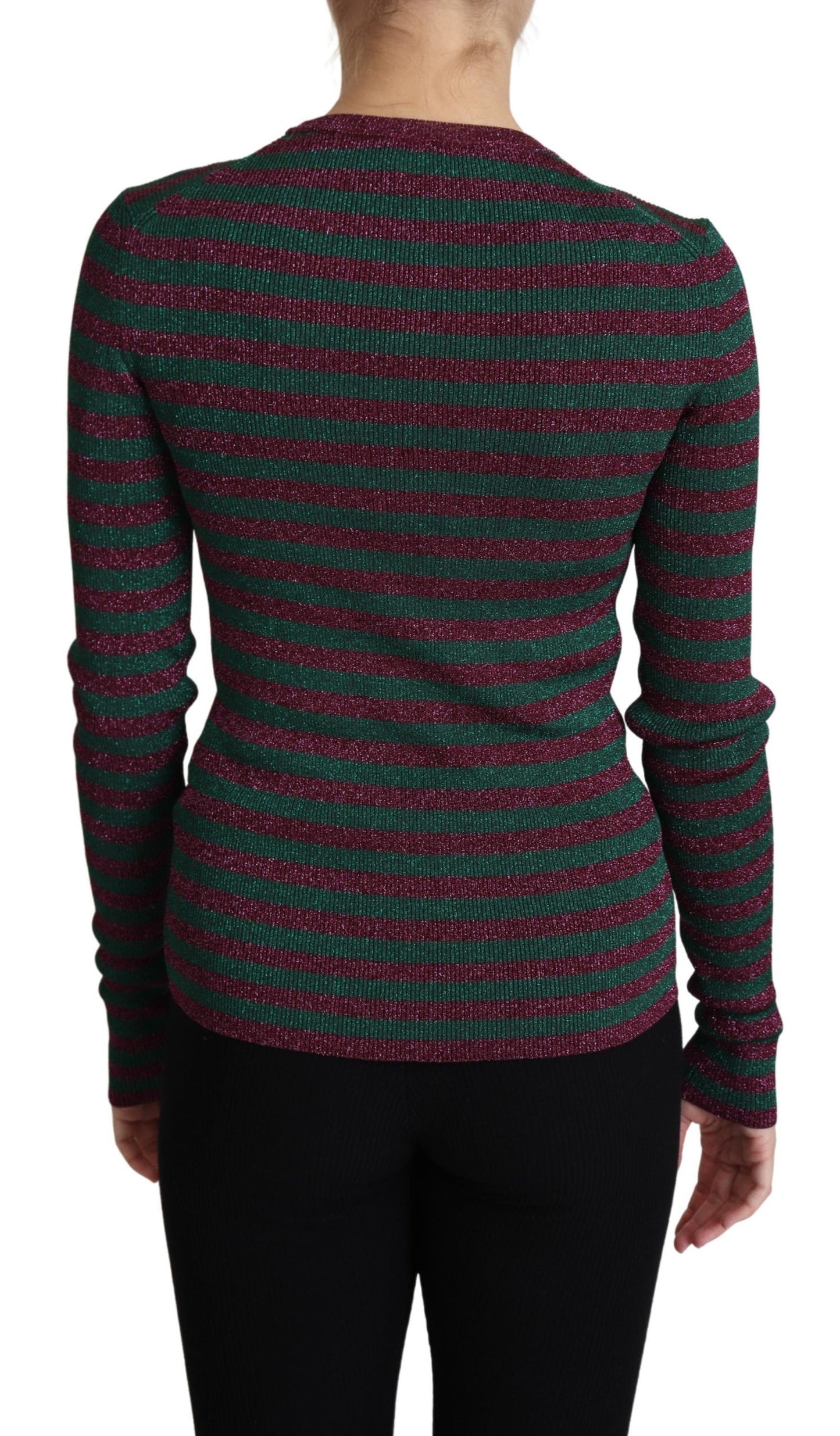 Dolce & Gabbana Mehrfarbig gestreifter Pullover mit Rundhalsausschnitt
