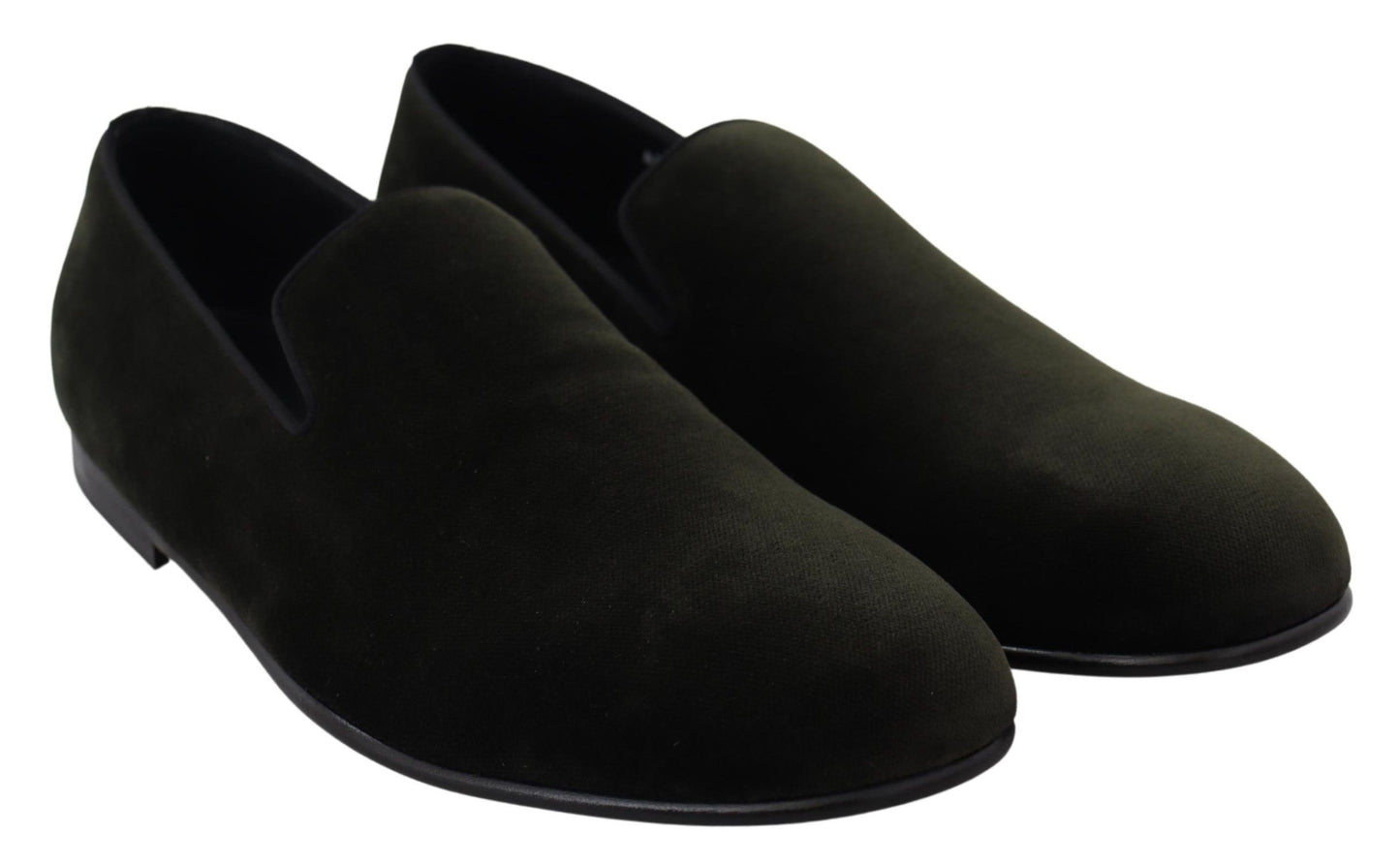 Dolce & Gabbana Grüner Samt Slip On Herren Loafers Schuhe