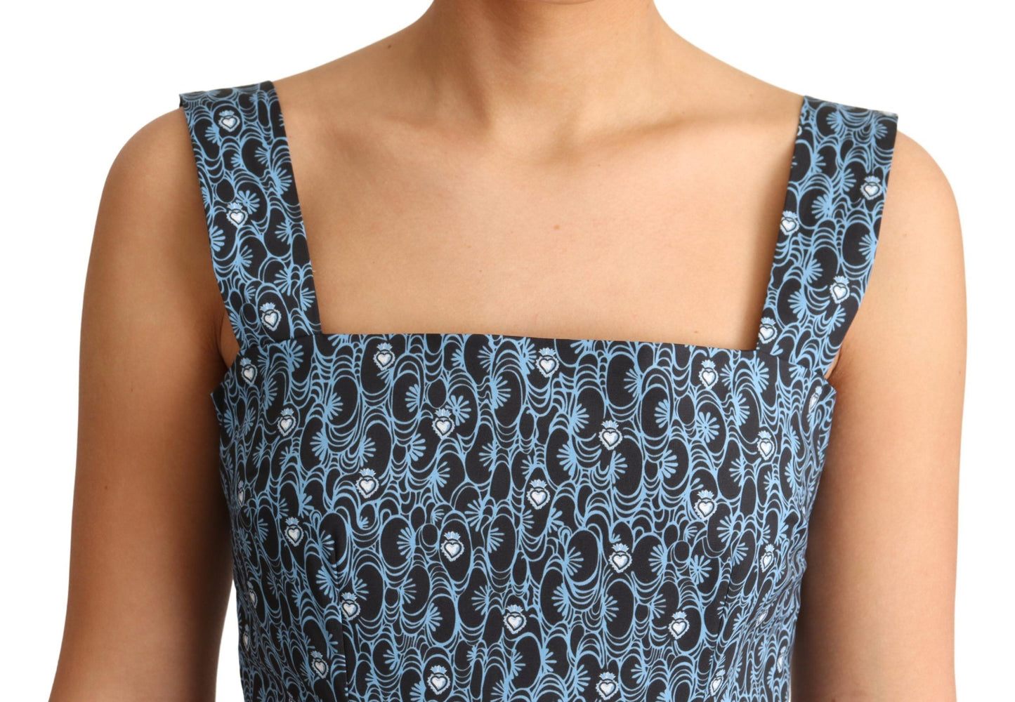 Dolce & Gabbana Blaues Herz Baumwolle A-Linie Stretch Kleid