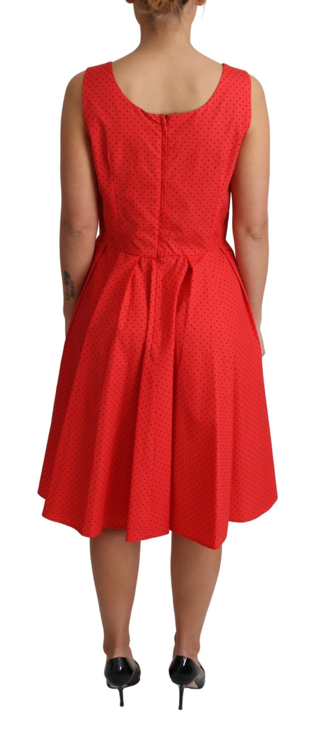 Dolce & Gabbana Rotes gepunktetes A-Linien-Kleid aus Baumwolle