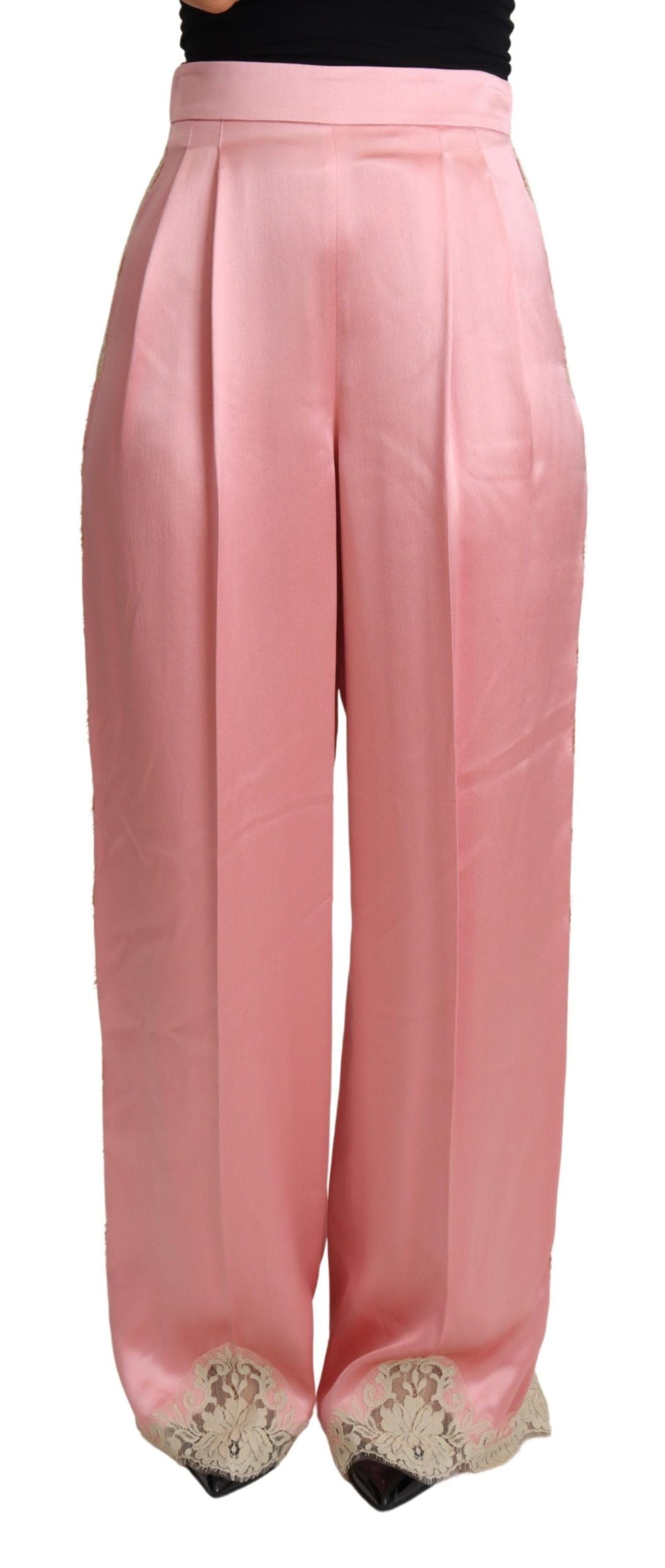 Dolce & Gabbana pink silk-blend satin wide-leg pants