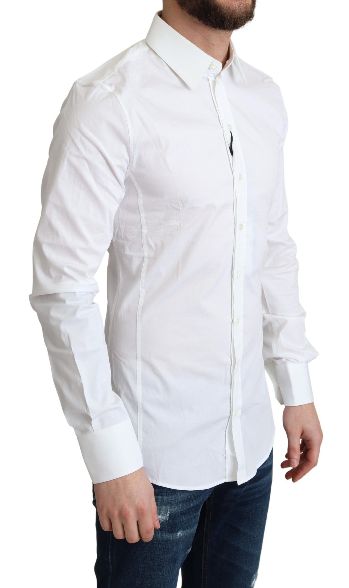 Dolce & Gabbana Elegantes weißes Baumwoll-Stretch-Hemd
