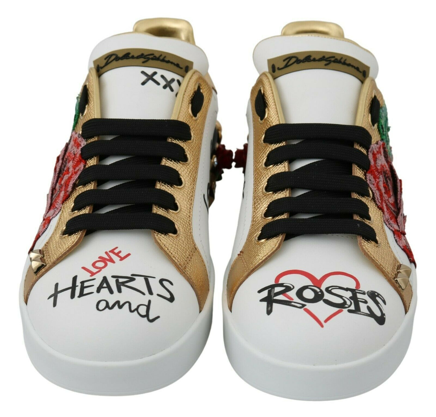 Dolce & Gabbana Elegant leather sneakers with sequins and floral pattern