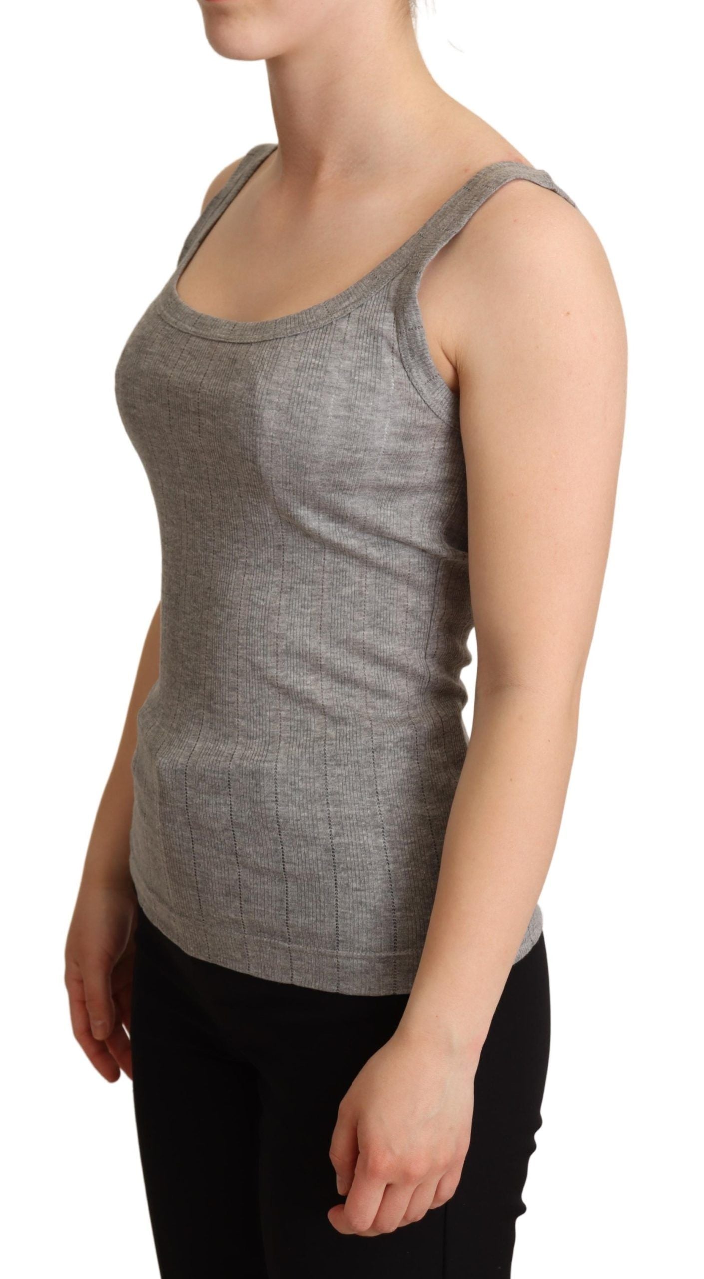Dolce & Gabbana Graues Baumwolle Modal Canotta Tank Top T-Shirt