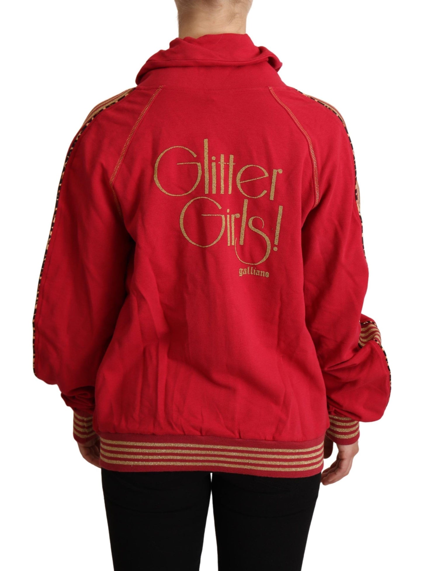 John Galliano Rote Jacke mit Reißverschluss Sweatshirt mit Kapuze Pullover
