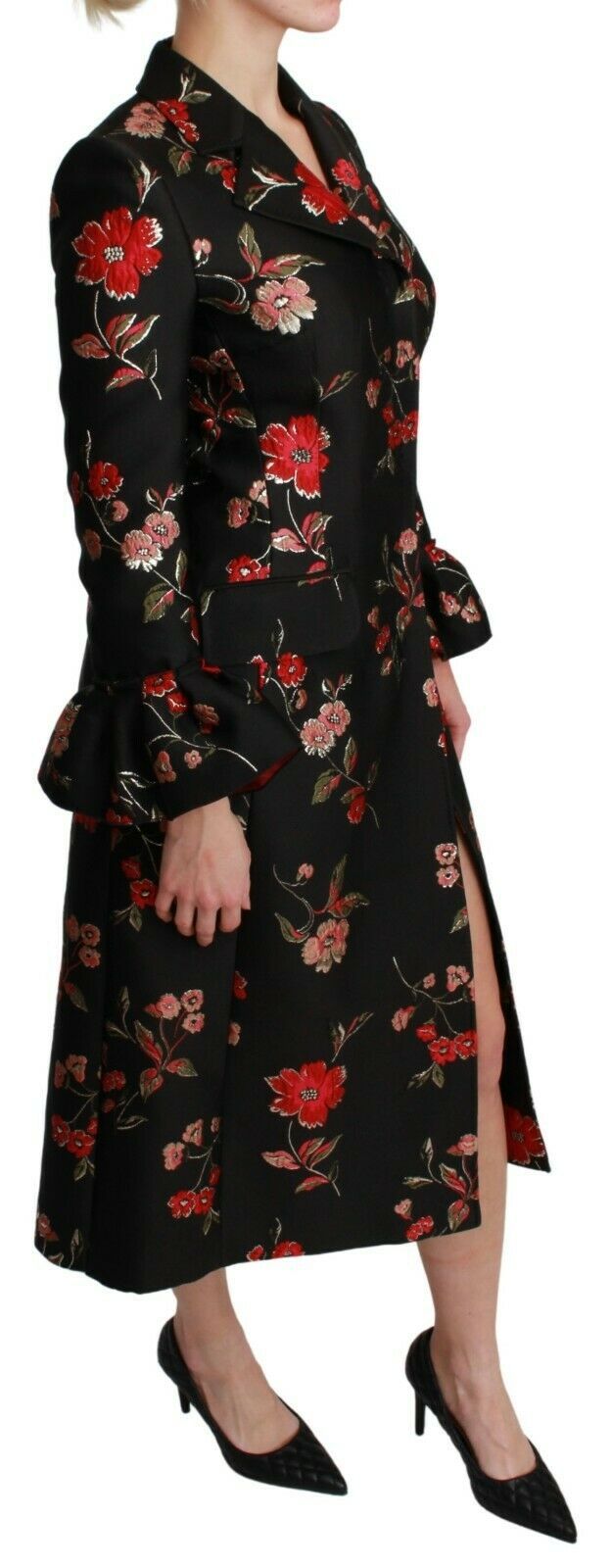 Dolce & Gabbana Elegant floral embroidered trench coat