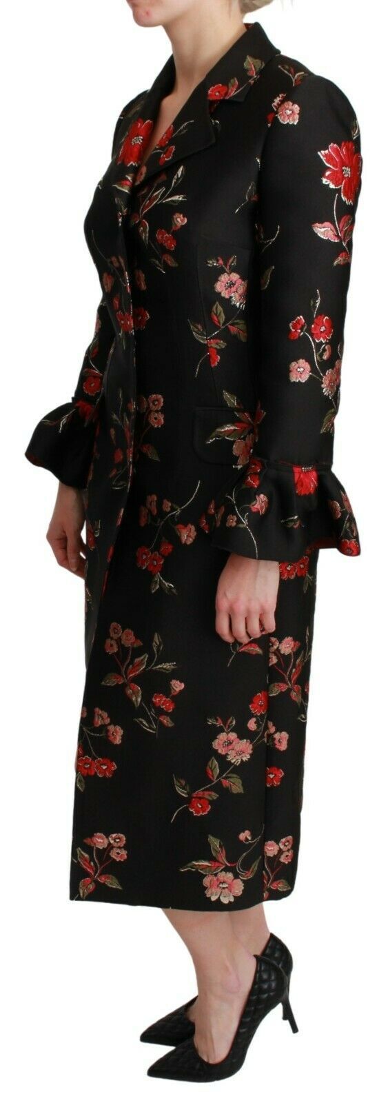 Dolce & Gabbana Elegant floral embroidered trench coat