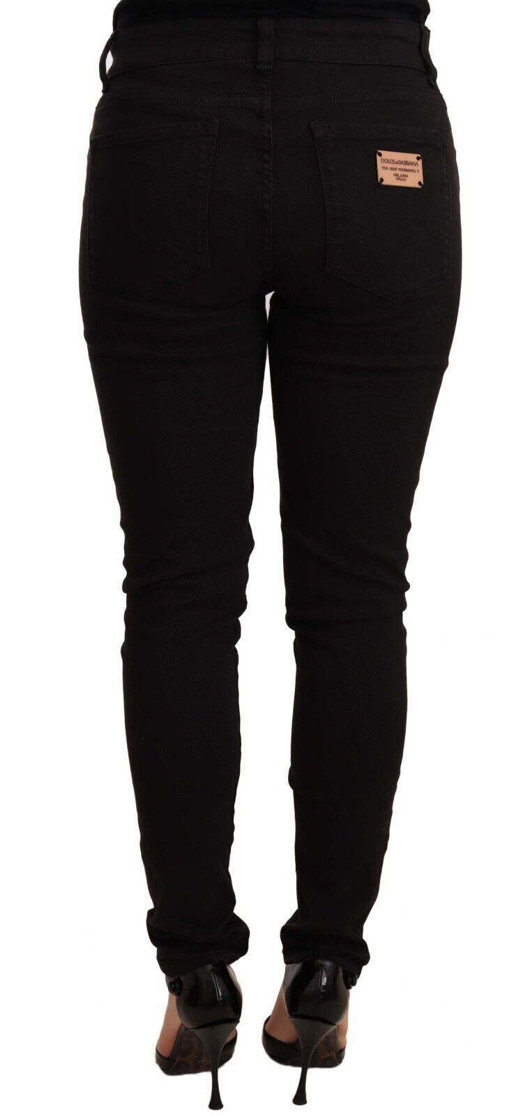Dolce & Gabbana Chic black skinny denim jeans with mid waist