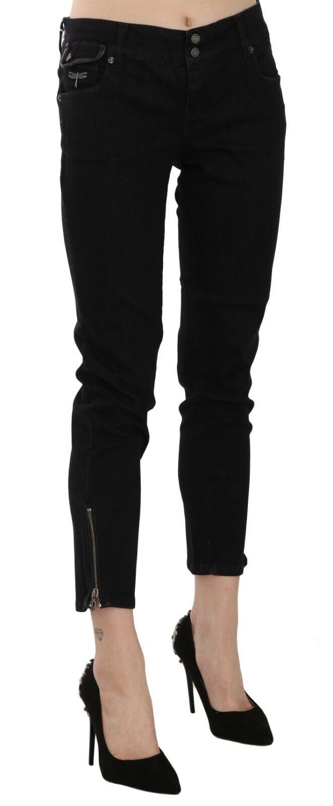 John Galliano Chic black slim cropped jeans with mid waist