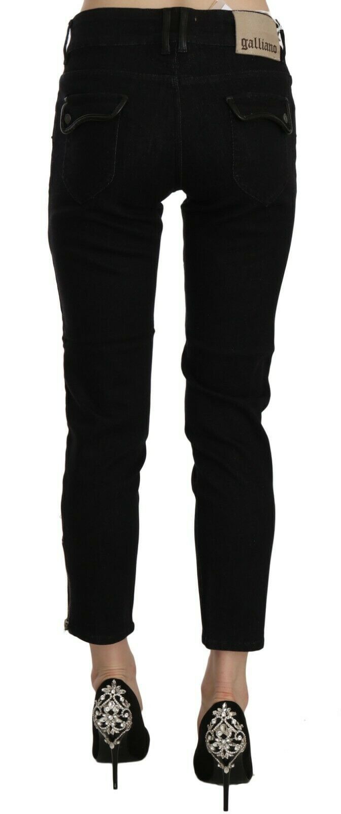John Galliano Chic black slim cropped jeans with mid waist