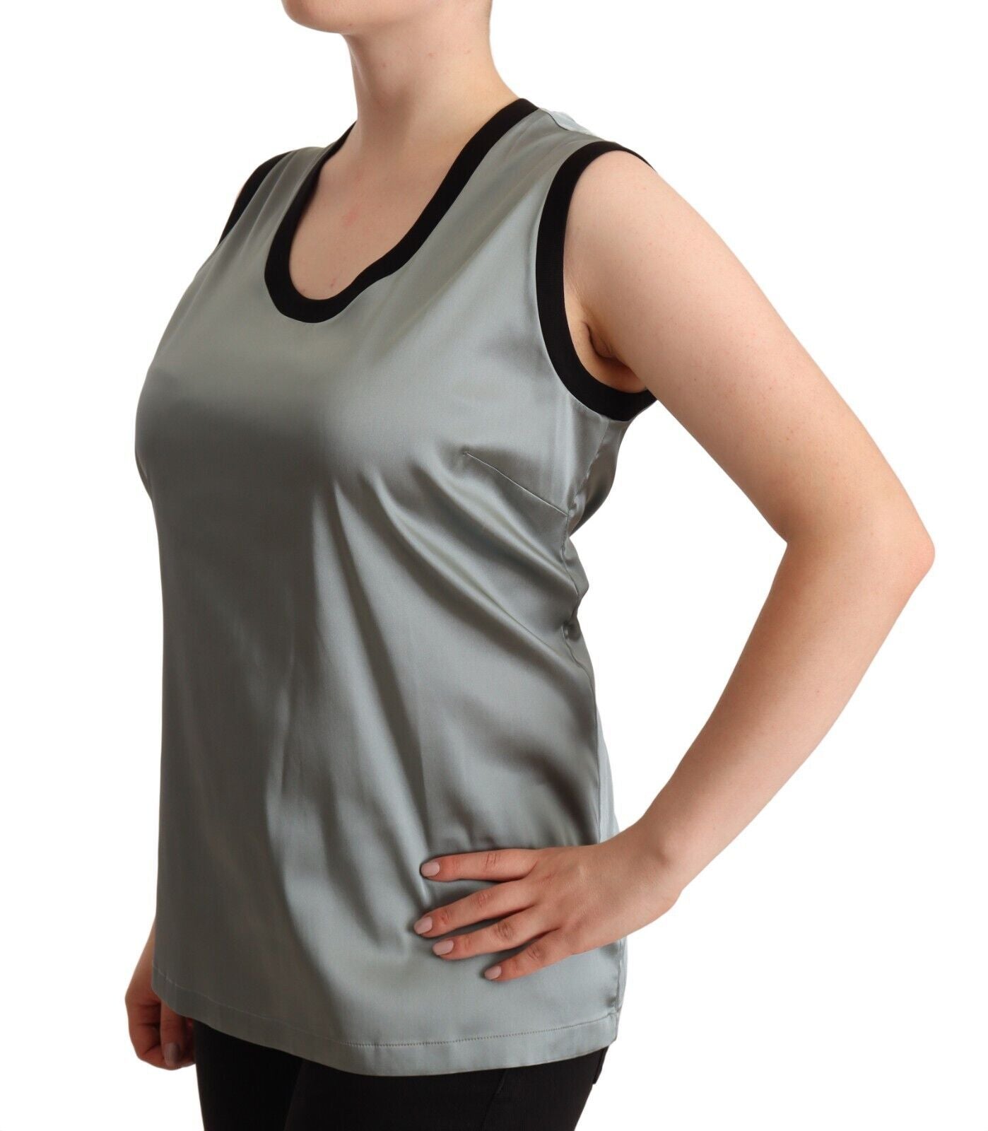 Dolce & Gabbana Silberner Rundhalsausschnitt Ärmelloses lässiges Tanktop