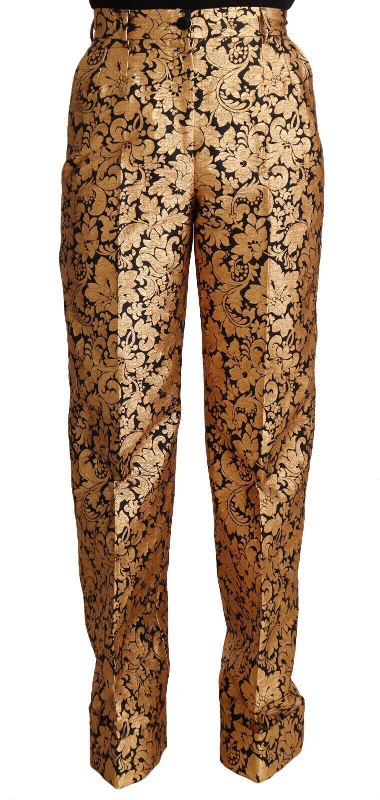 Dolce & Gabbana Elegant high-waisted trousers in floral jacquard