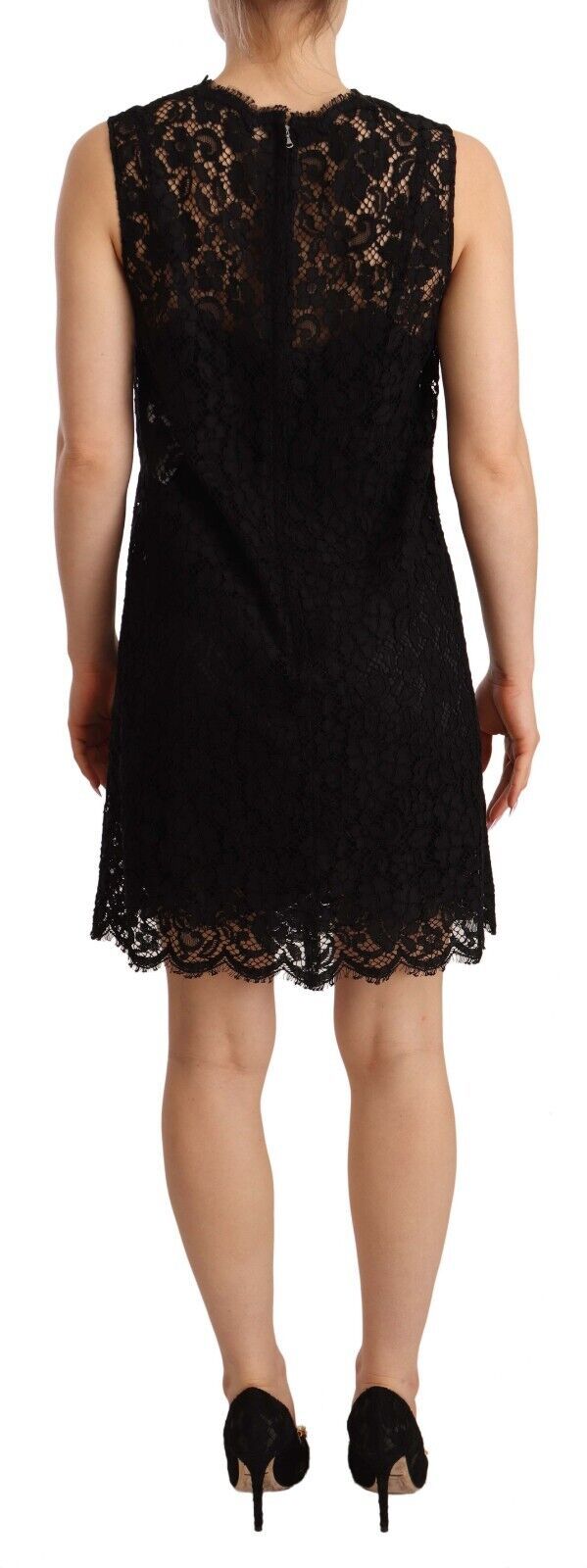 Dolce & Gabbana Elegant sheath dress made of floral lace in black
