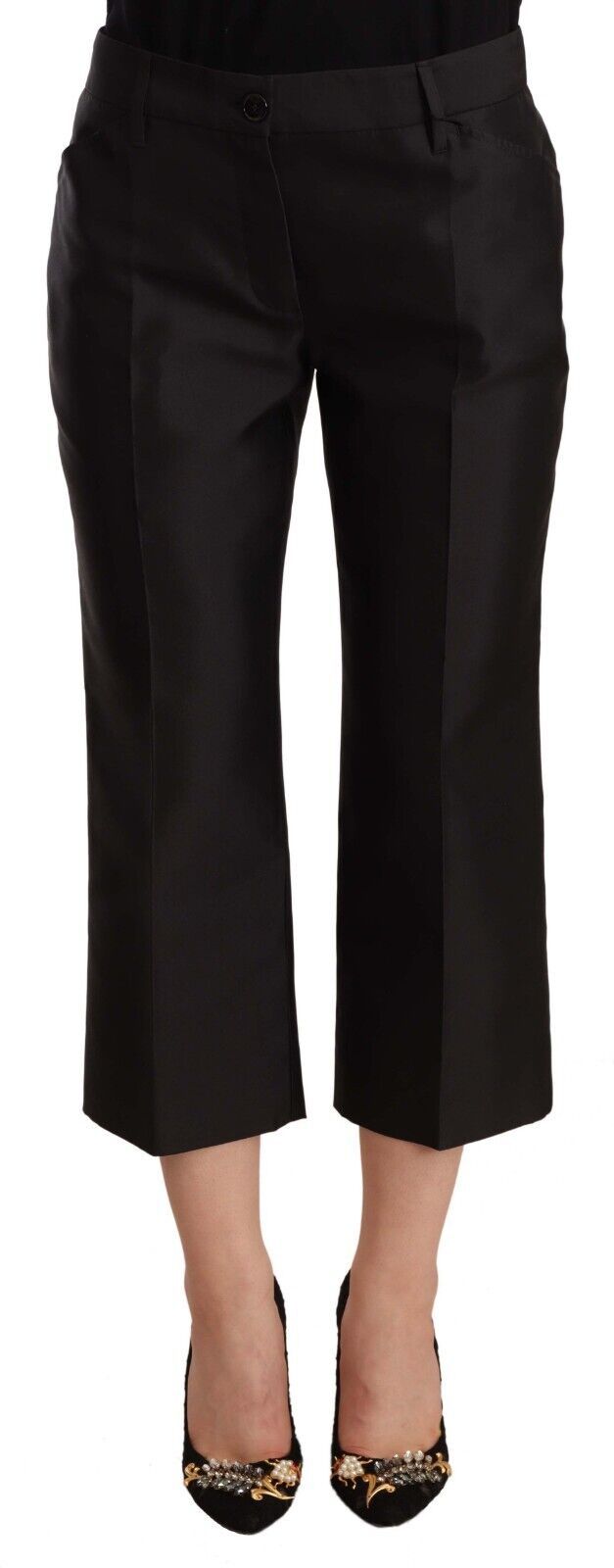 Dolce & Gabbana Chic cropped silk trousers in timeless black