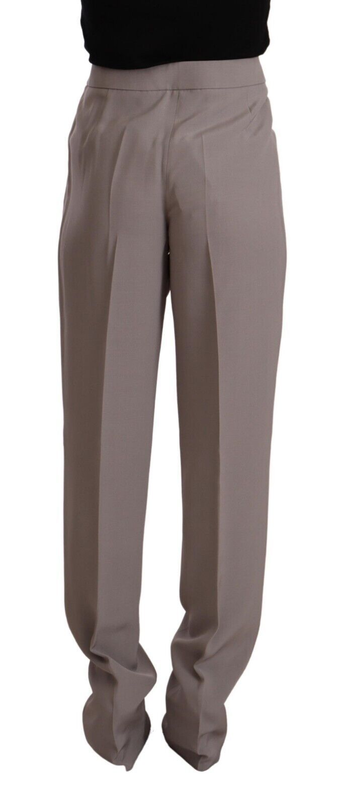 Armani Braune Seidenhose mit hoher Taille und konischer Länge