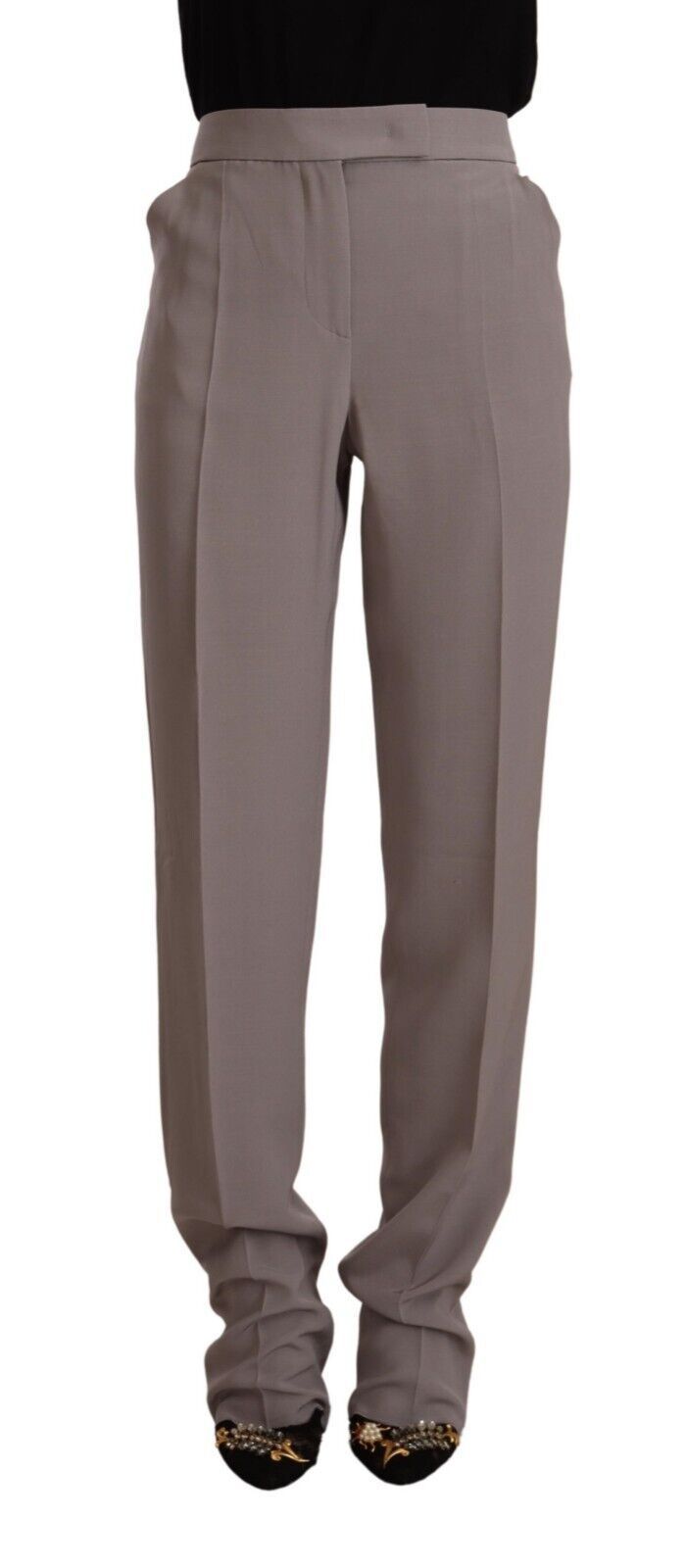Armani Braune Seidenhose mit hoher Taille und konischer Länge