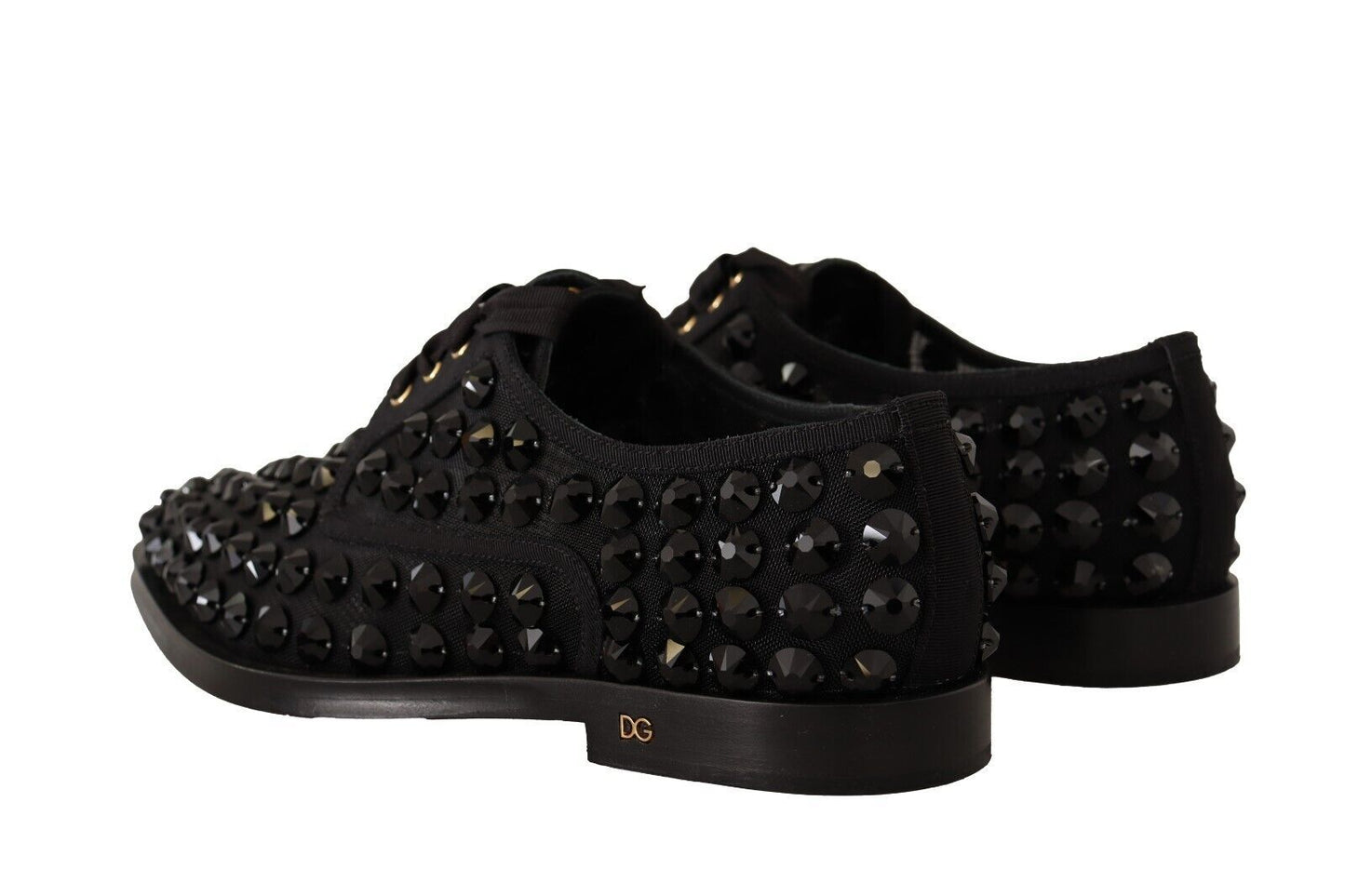 Dolce & Gabbana Schwarze Schnürschuhe mit Nieten Formal Flats Schuhe