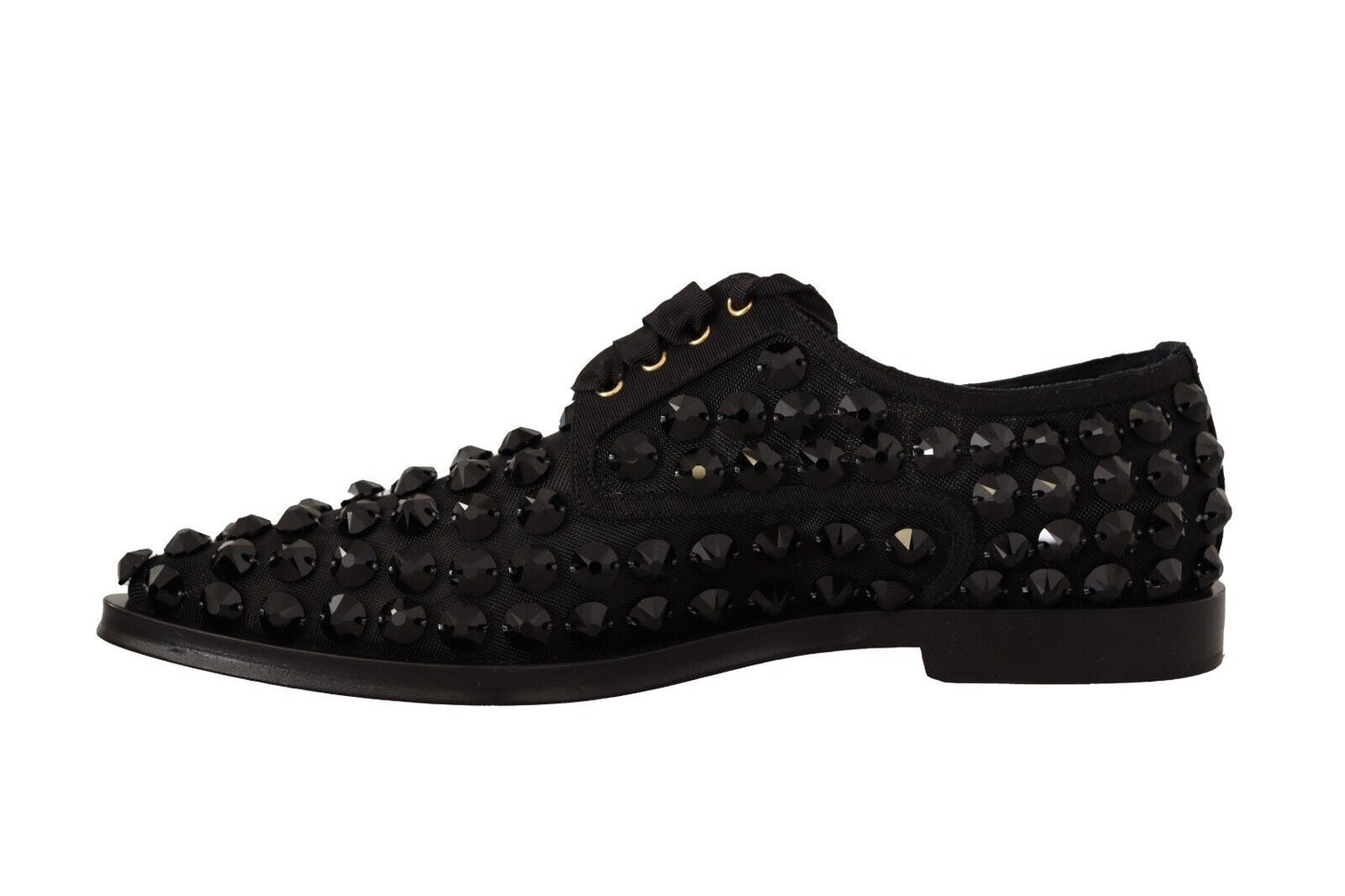 Dolce & Gabbana Schwarze Schnürschuhe mit Nieten Formal Flats Schuhe