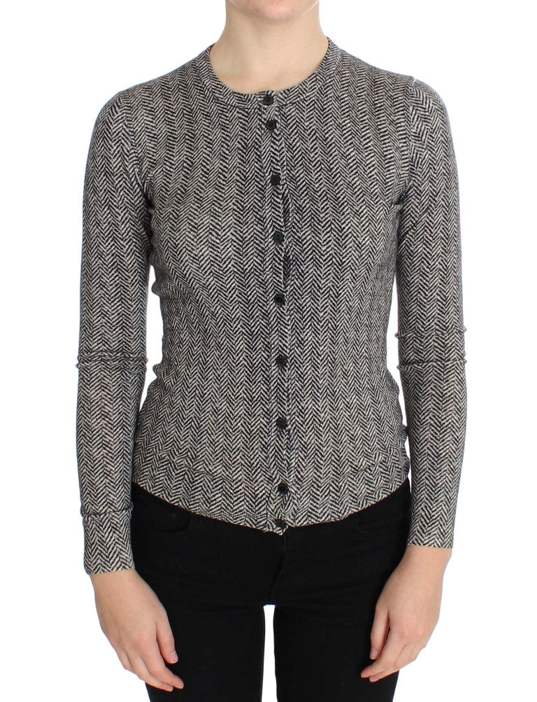 Dolce & Gabbana Elegant cardigan in black and white wool