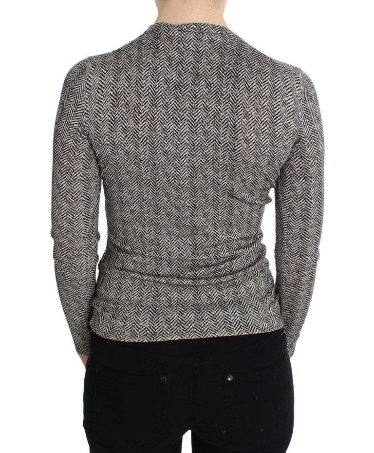Dolce & Gabbana Elegant cardigan in black and white wool