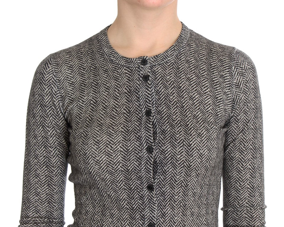 Dolce & Gabbana Elegant cardigan in black and white wool