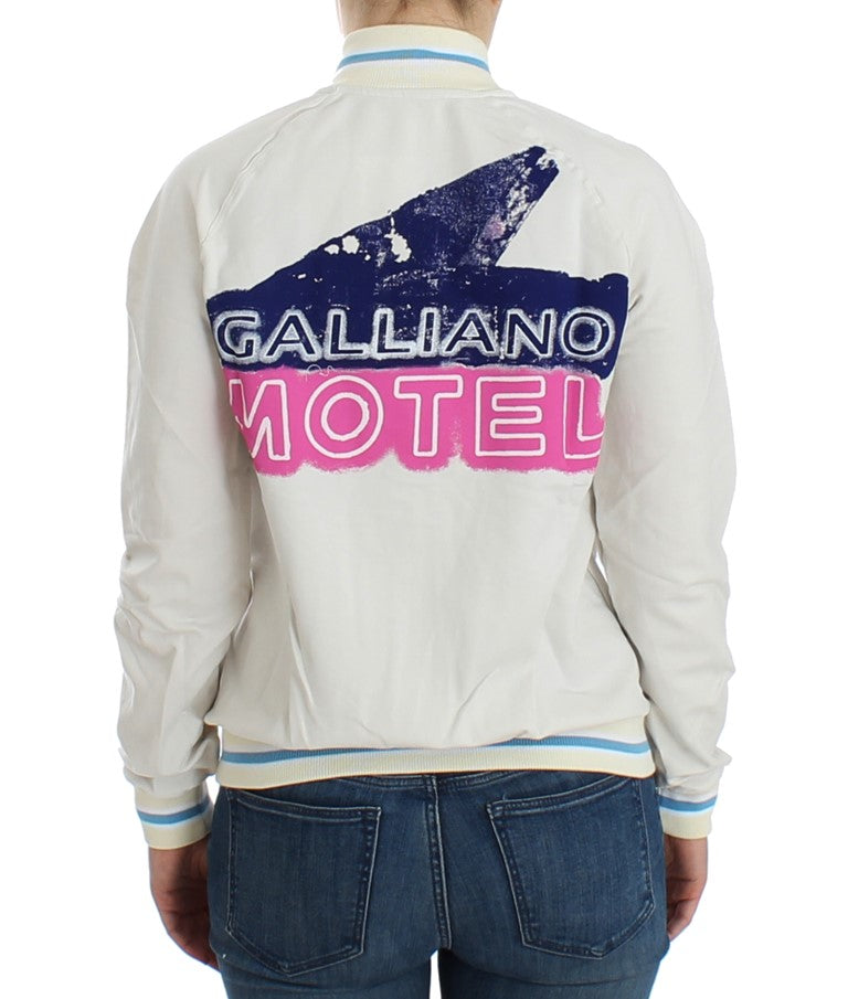 John Galliano Elegant white cardigan with zipper