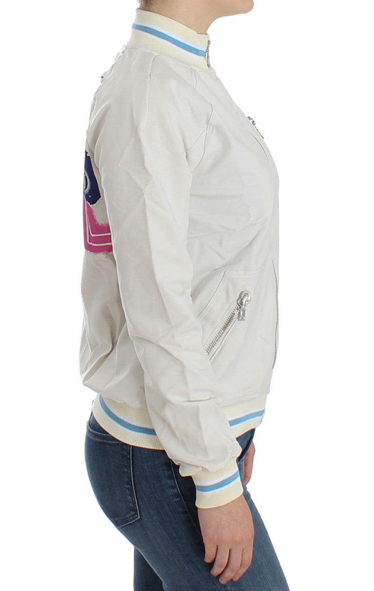 John Galliano Elegant white cardigan with zipper