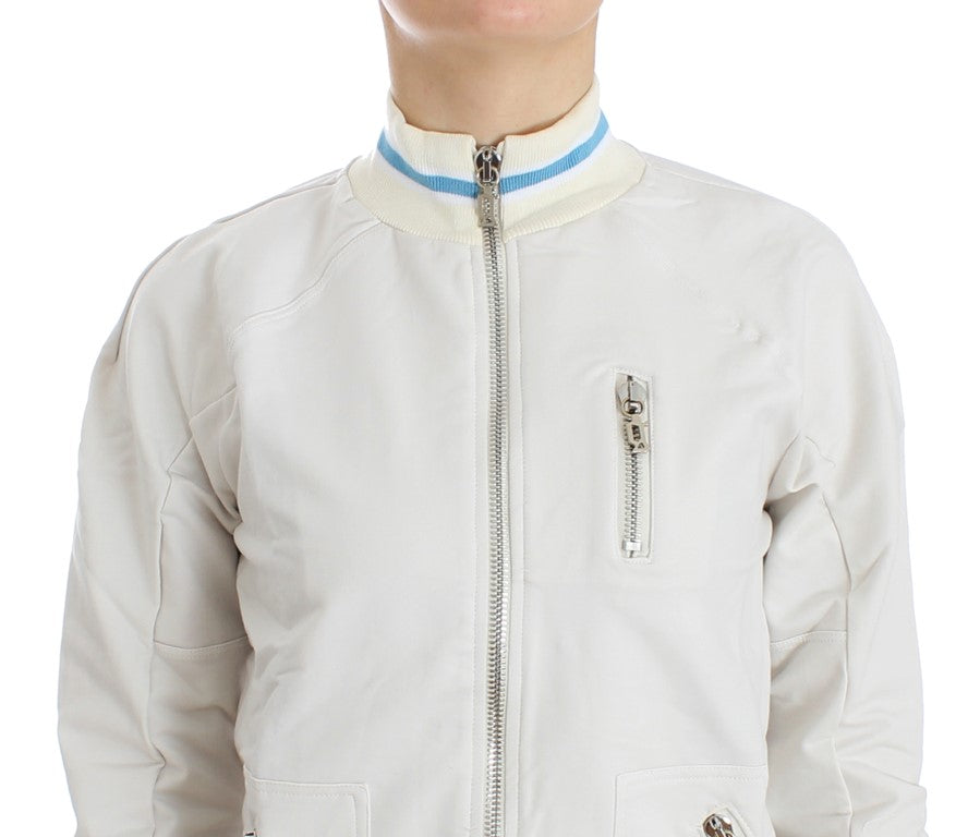 John Galliano Elegant white cardigan with zipper