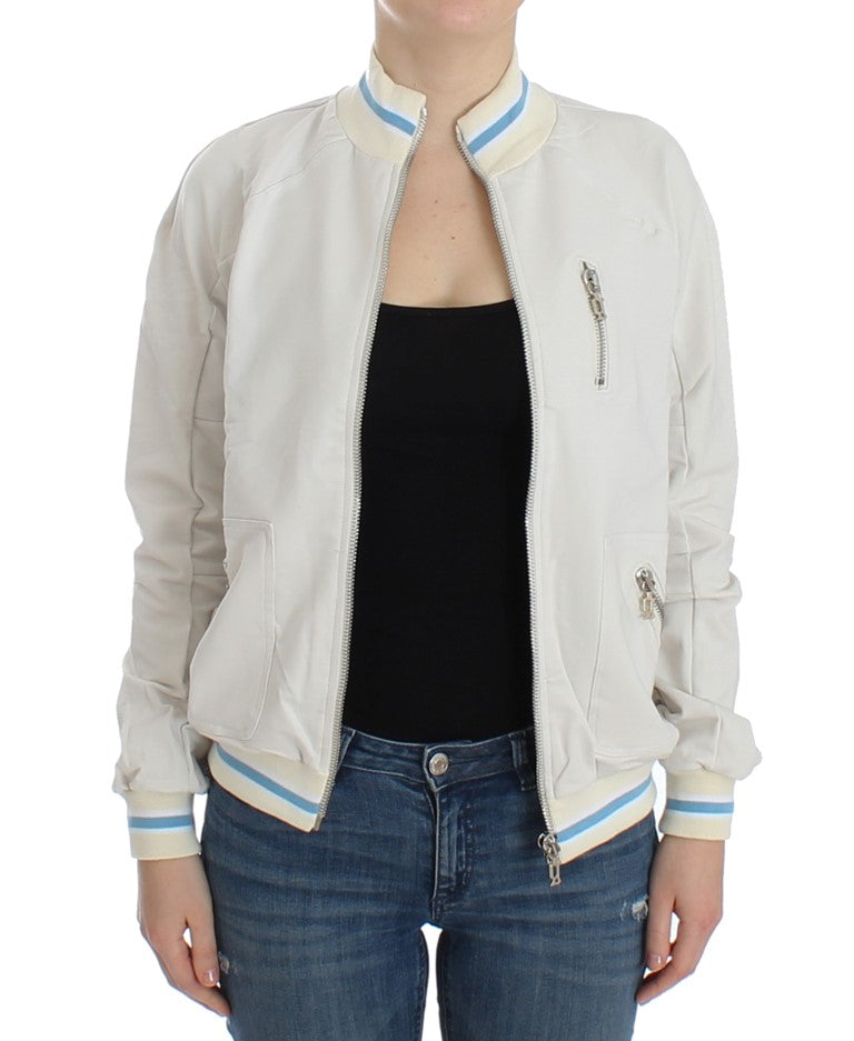 John Galliano Elegant white cardigan with zipper