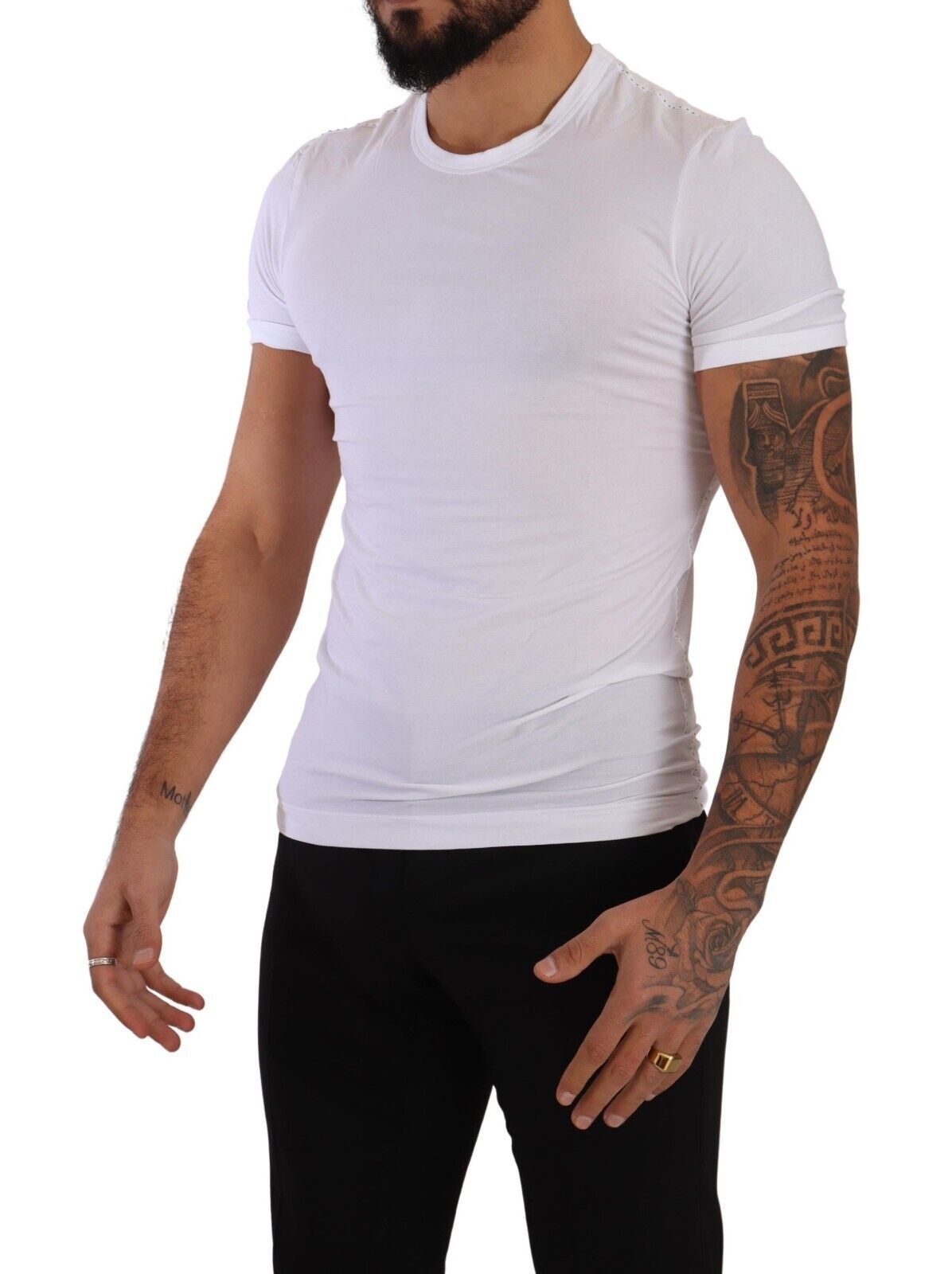 Dolce & Gabbana Weißes Baumwoll-Stretch-T-Shirt mit Rundhalsausschnitt Unterwäsche