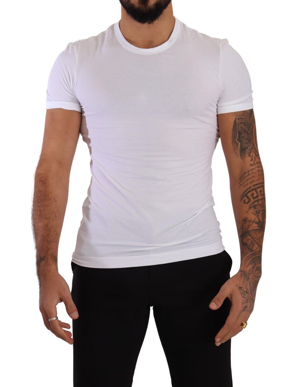 Dolce & Gabbana Weißes Baumwoll-Stretch-T-Shirt mit Rundhalsausschnitt Unterwäsche
