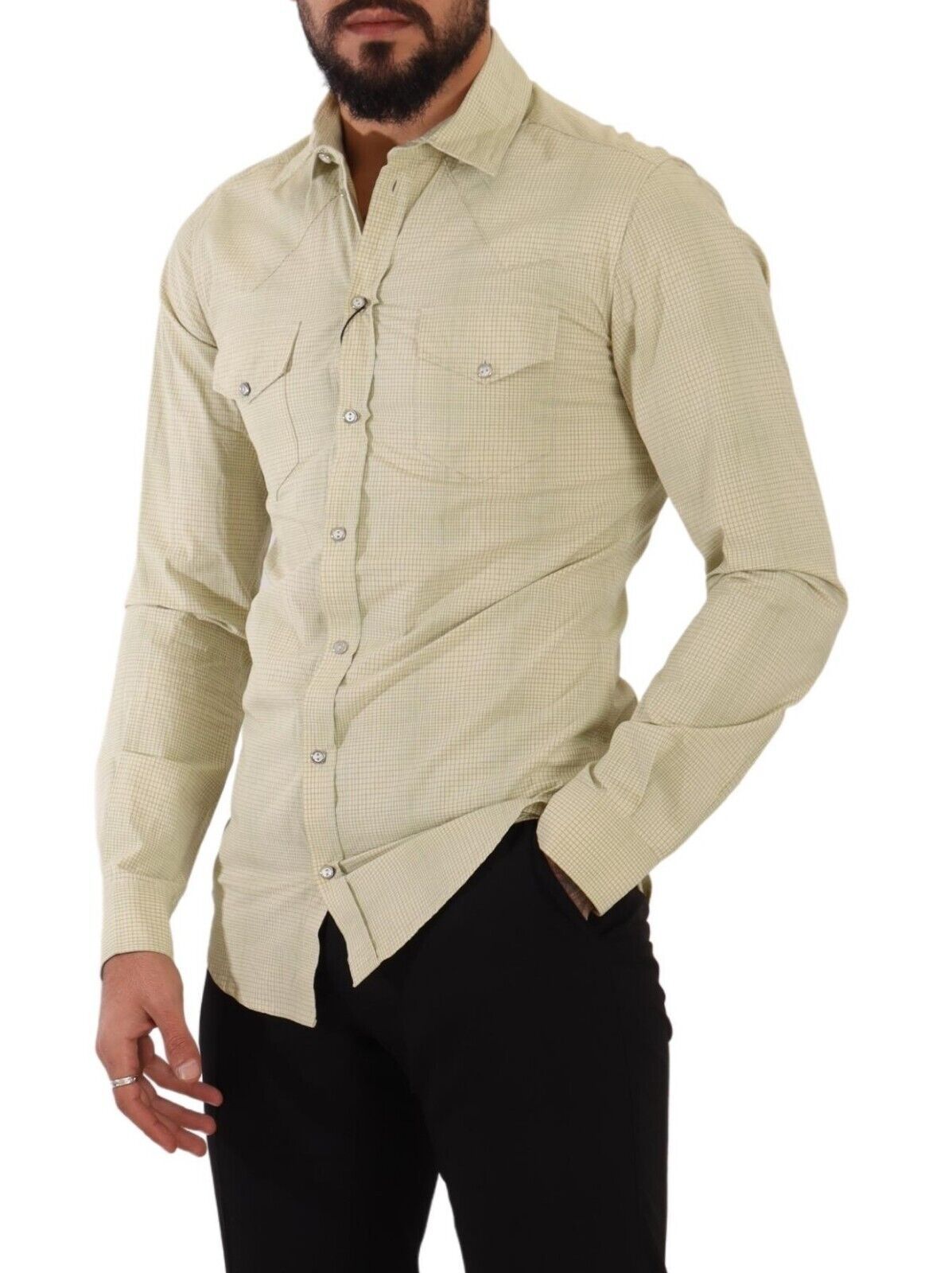 Dolce & Gabbana Gelbes SICILIA Hemd aus Baumwolle Casual Slim Fit