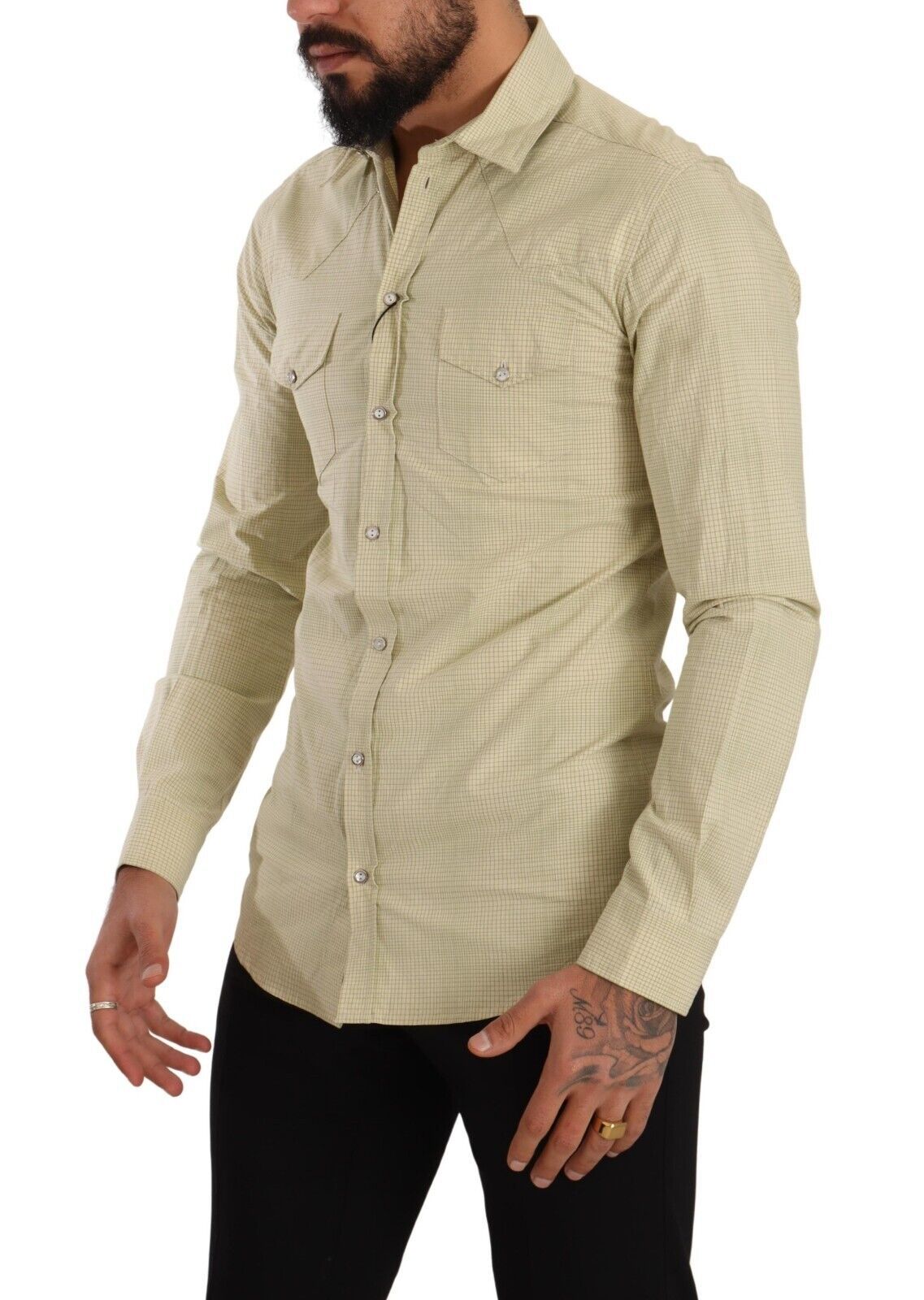 Dolce & Gabbana Gelbes SICILIA Hemd aus Baumwolle Casual Slim Fit