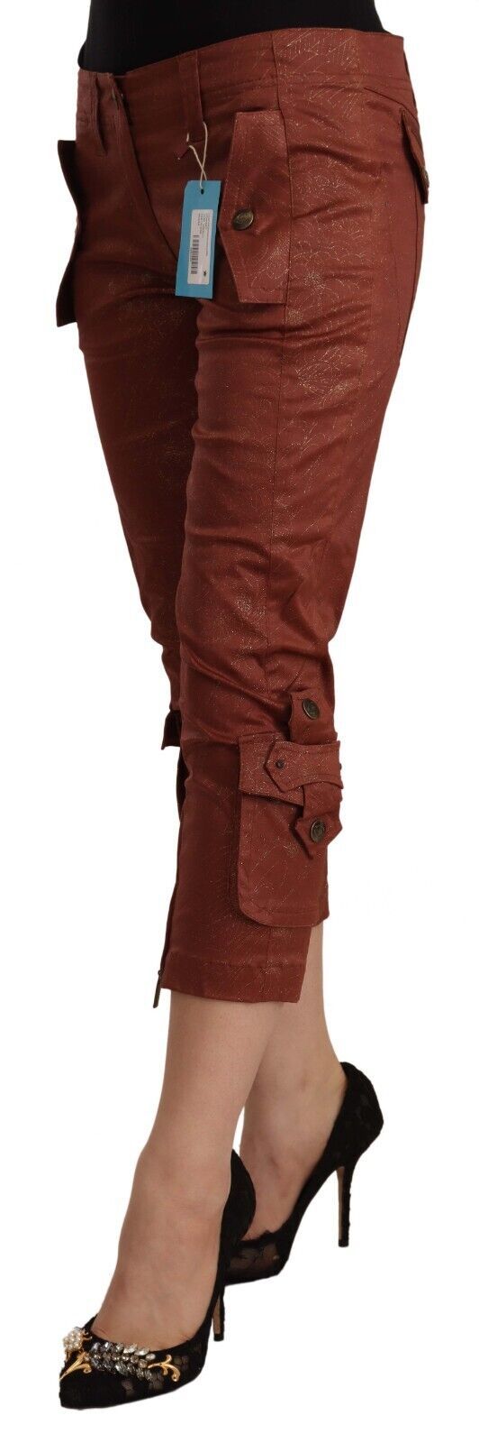 Just Cavalli Elegant cropped mid waist cotton trousers