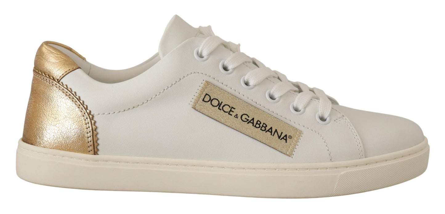 Dolce & Gabbana Elegant sneakers in white leather with gold accents