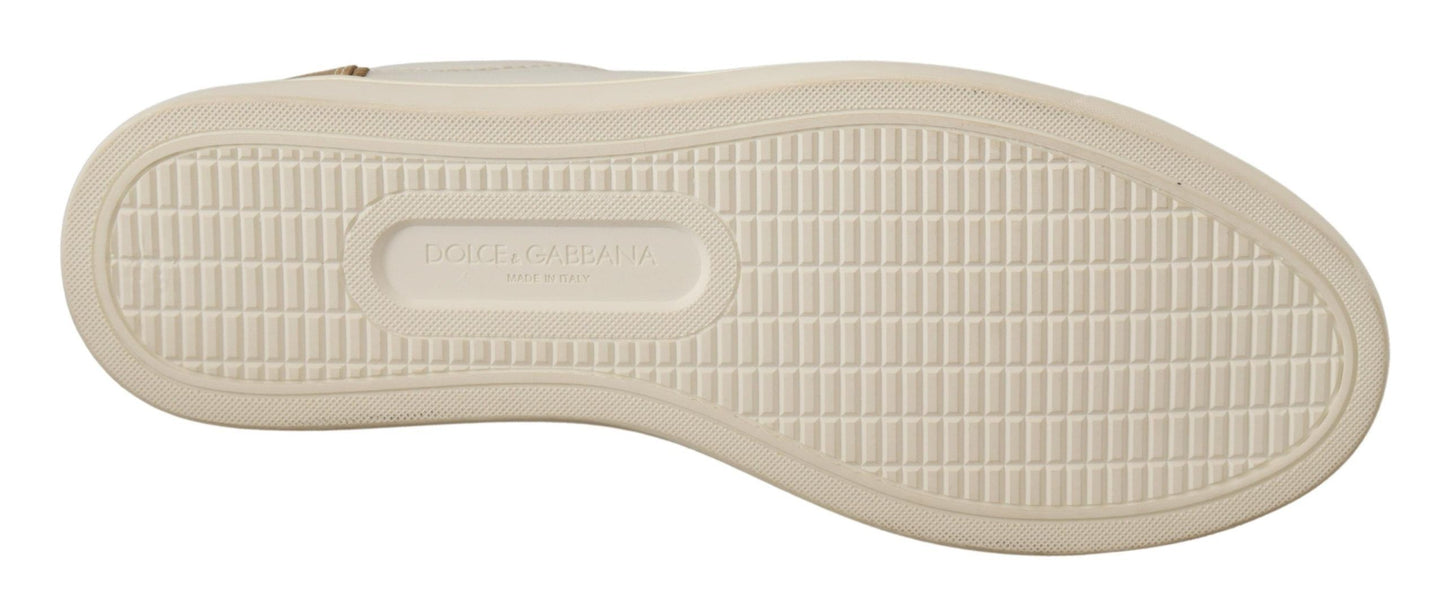 Dolce & Gabbana Elegant sneakers in white leather with gold accents