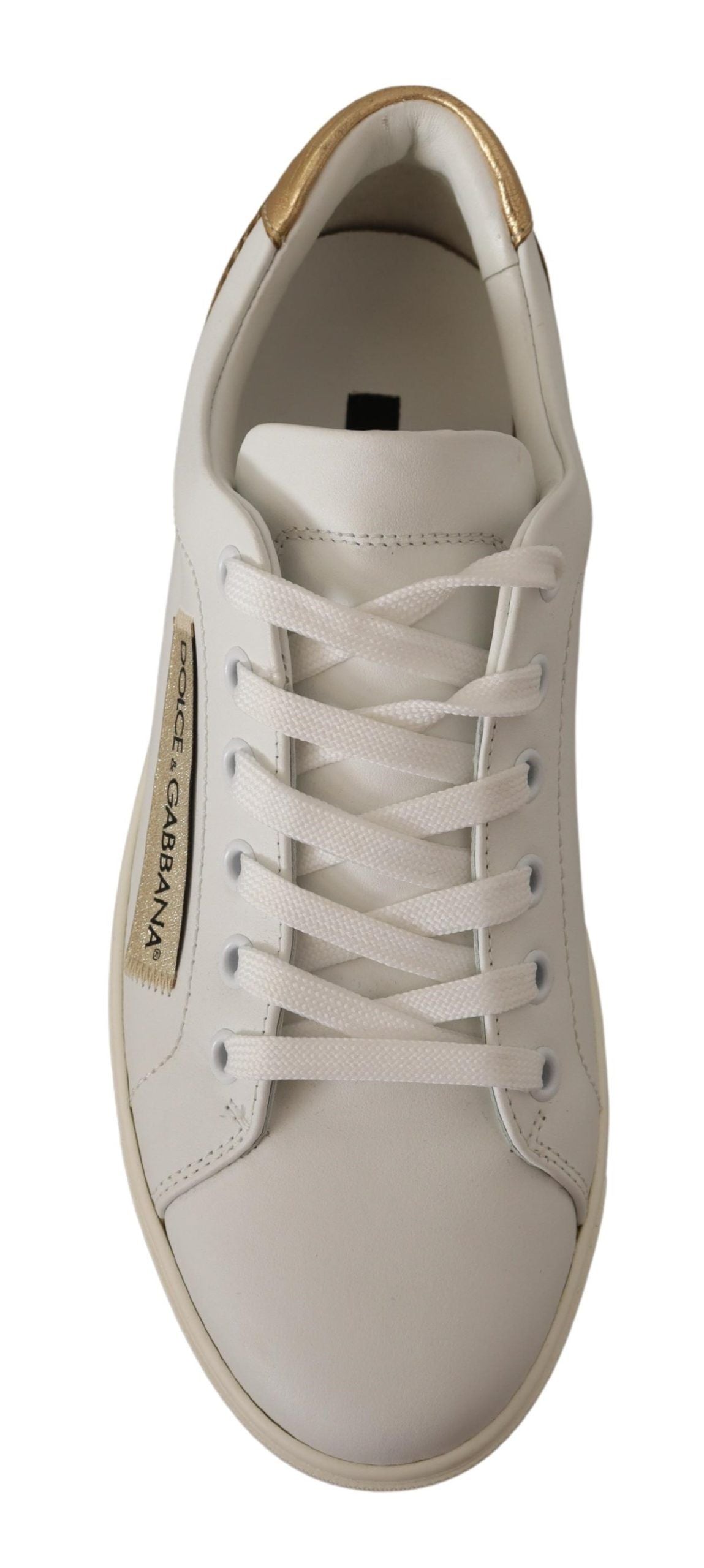 Dolce & Gabbana Elegant sneakers in white leather with gold accents