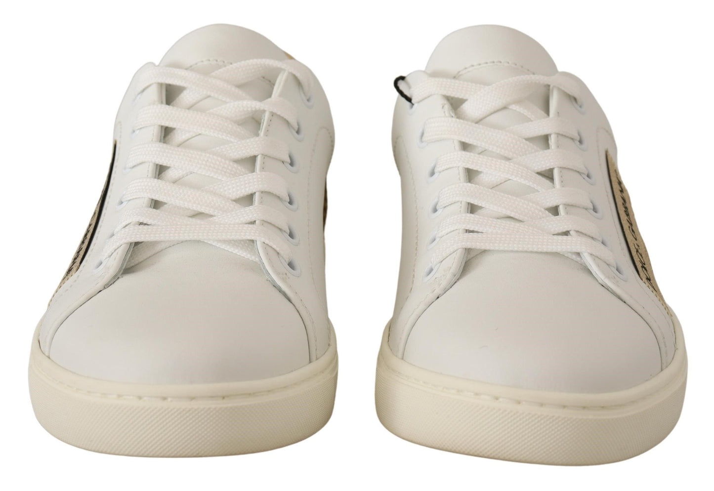 Dolce & Gabbana Elegant sneakers in white leather with gold accents