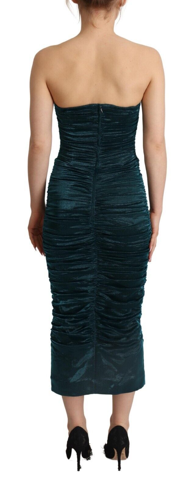 Dolce & Gabbana Türkisfarbenes Bustier-Mieder Drapiertes Midikleid.