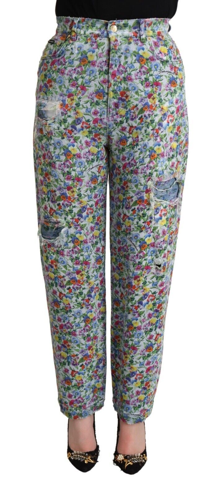 Dolce & Gabbana tailored denim jeans with floral pattern