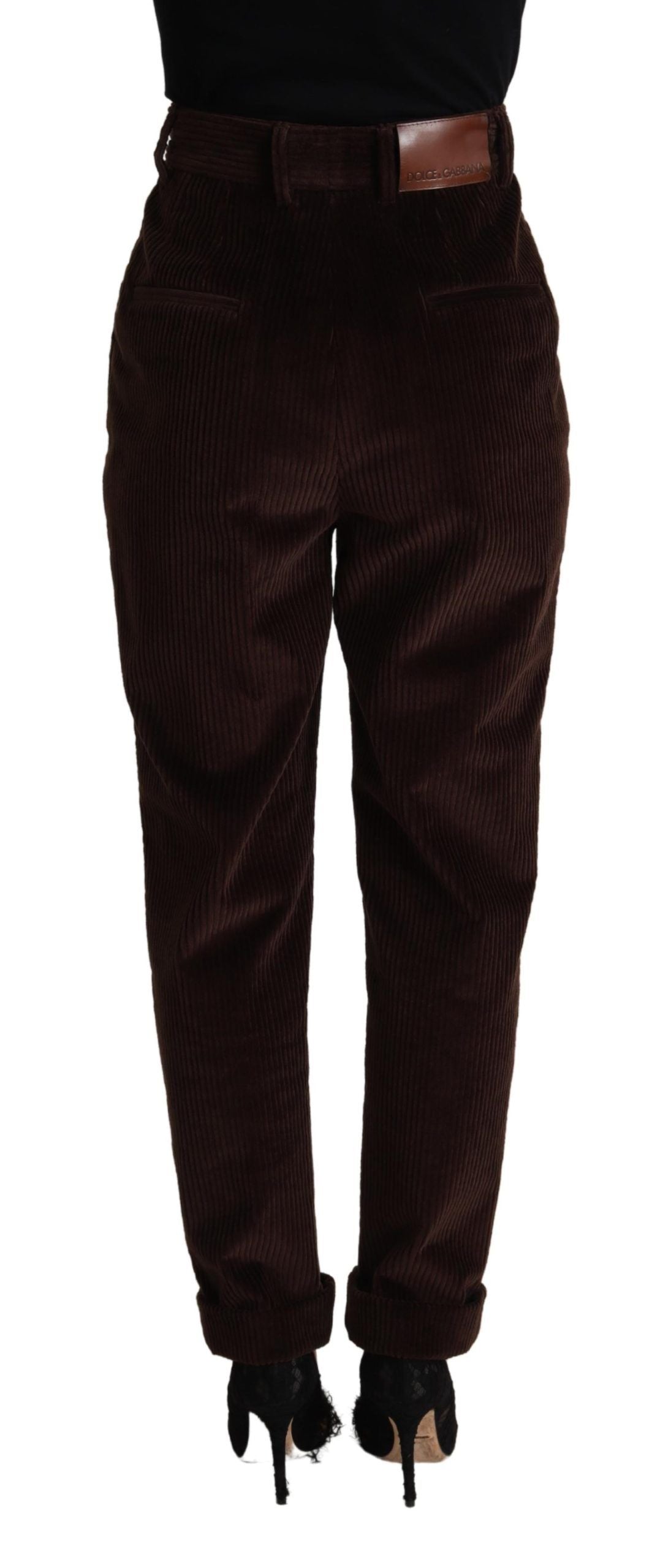 Dolce & Gabbana Elegant burgundy corduroy trousers with high waist