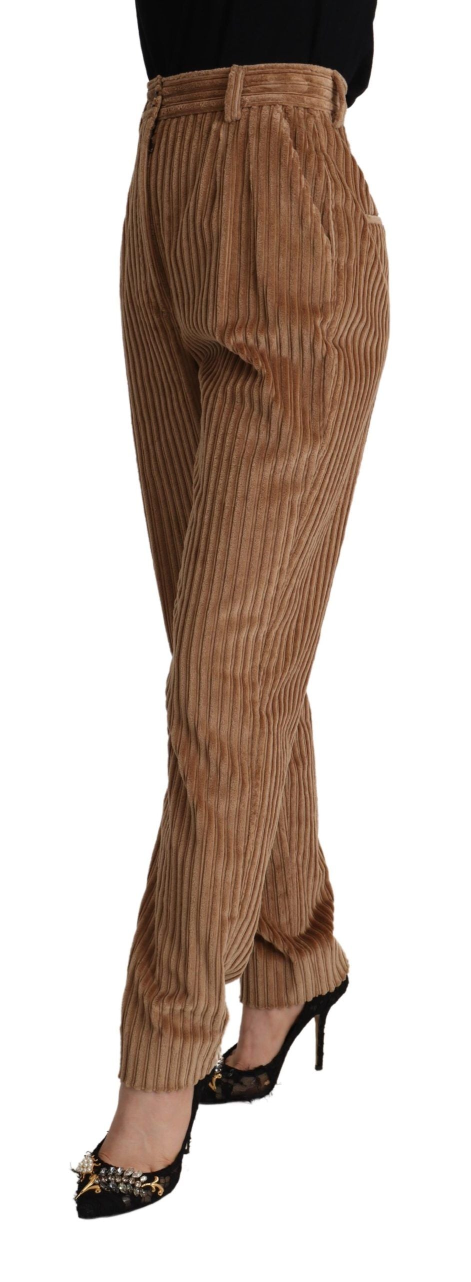 Dolce & Gabbana Elegant tapered corduroy trousers with high waist